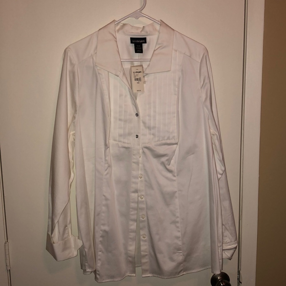 Dressy front pleated detail button down